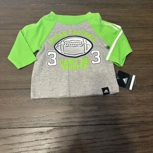 New with tags! 3mth Adidas Kids Lime Green and Gray Football Tee